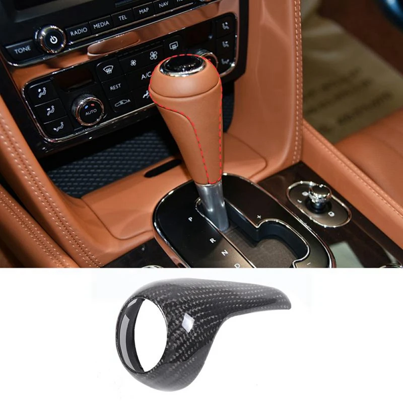 For Bentley Continental Flying Spur 2013-2017 Real Carbon Fiber Car Gear Shift Head Cover Trim Interior Car Accessories