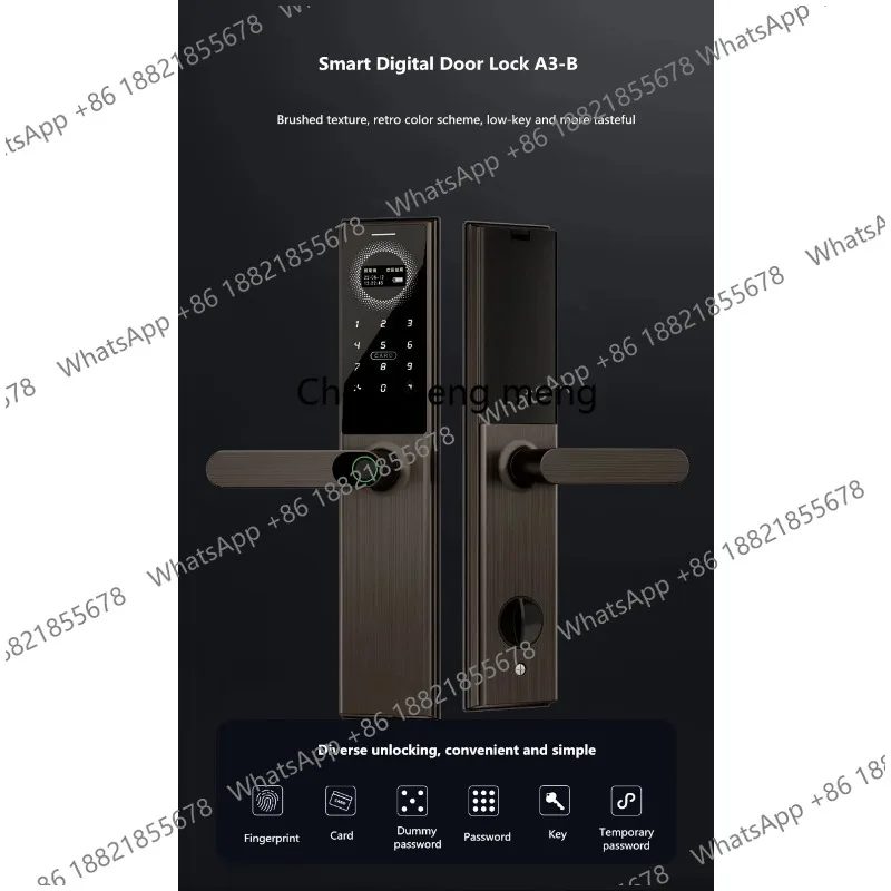 Smart A3-B Digital Door Lock Fingerprint Password Anti-theft Magnetic Card Key Unlock Doorlock WiFi Phone APP