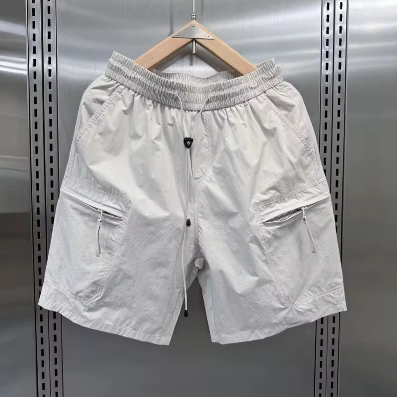 

026 Summer Men's Outdoor Sports Quick Dry Cargo Shorts Fashion Multi-Pocket Loose Straight Knee Length Beach Shorts