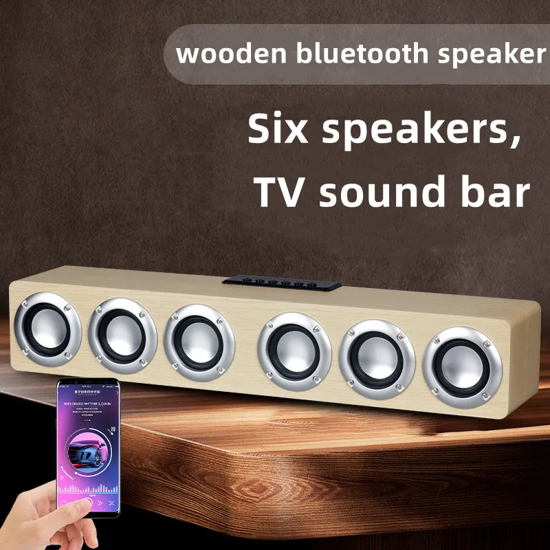 Wooden TV Sound Bar  Bluetooth Speaker Home Theatre System Woofers for Speakers with Subwoofer Soundbar FM radio boombox for pc