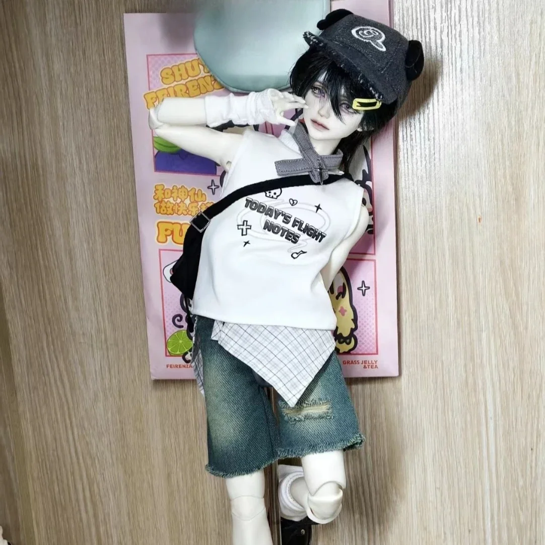 

Кукольный костюм для куклы Bjd 45 см, ковбойские шорты 1/4, брюки, короткие рукава, шляпа, сумка через плечо, шарф, пояс, аксессуары для кукол