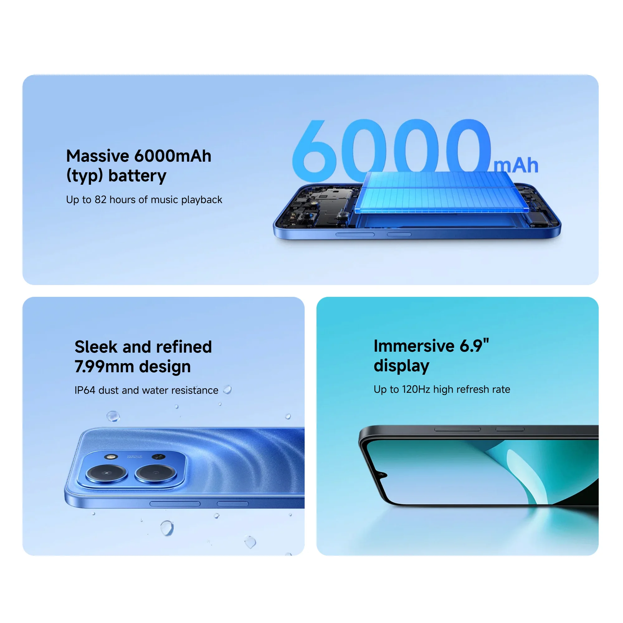 كاميرا Xiaomi Redmi 15C 4G 128GB/256GB 6.9 بوصة 120 هرتز كاميرا 50 ميجابكسل MediaTek Helio G81-Ultra معالج 6000mAh 33W بصمة جانبية