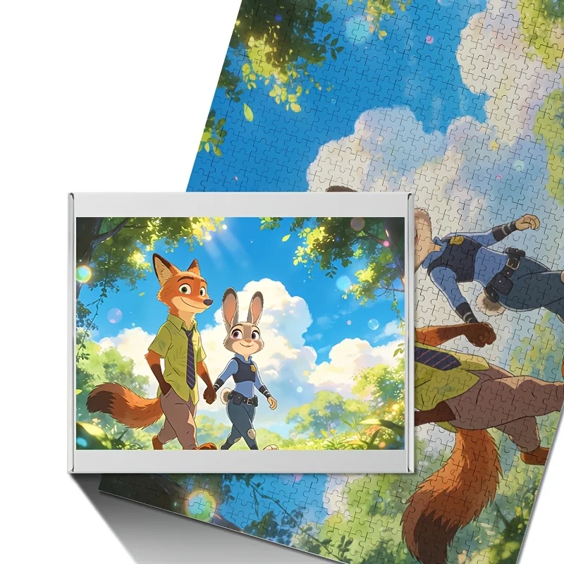 Puzzle de 1000 pièces Disney Zootopia Judy & Nick Wilde - Jeu de correspondance pour adultes, casse-tête stimulant adapté aux âges variés