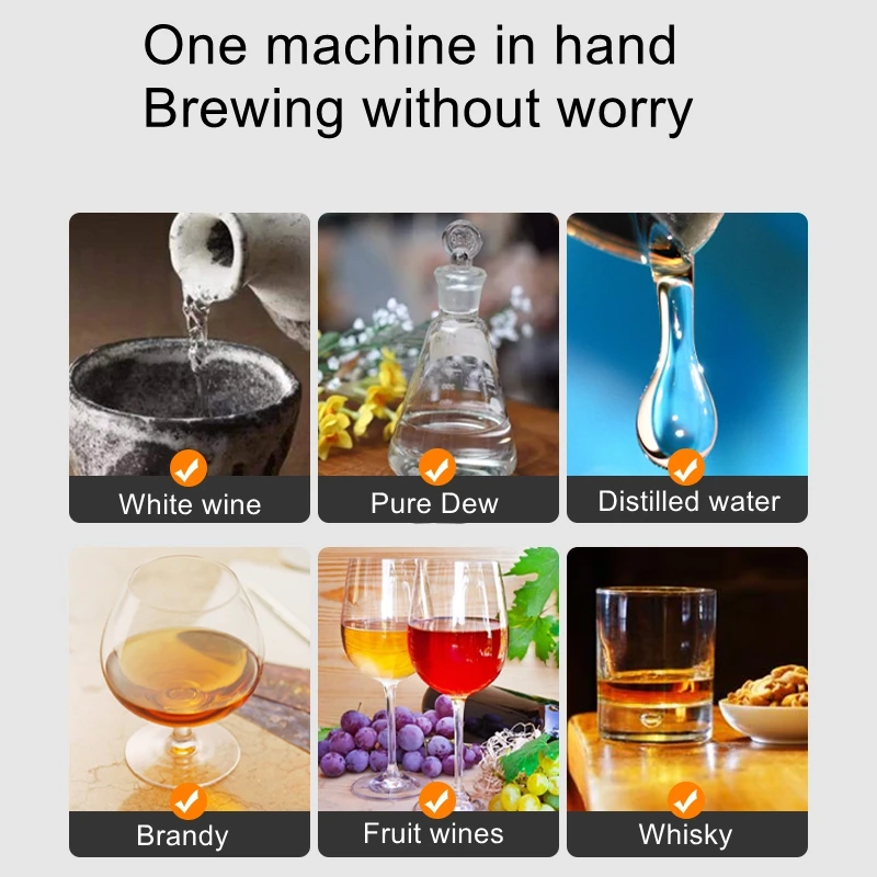 

Complete set of small brewing machine home wine distiller food grade stainless steel homemade brewing distillation pure dew