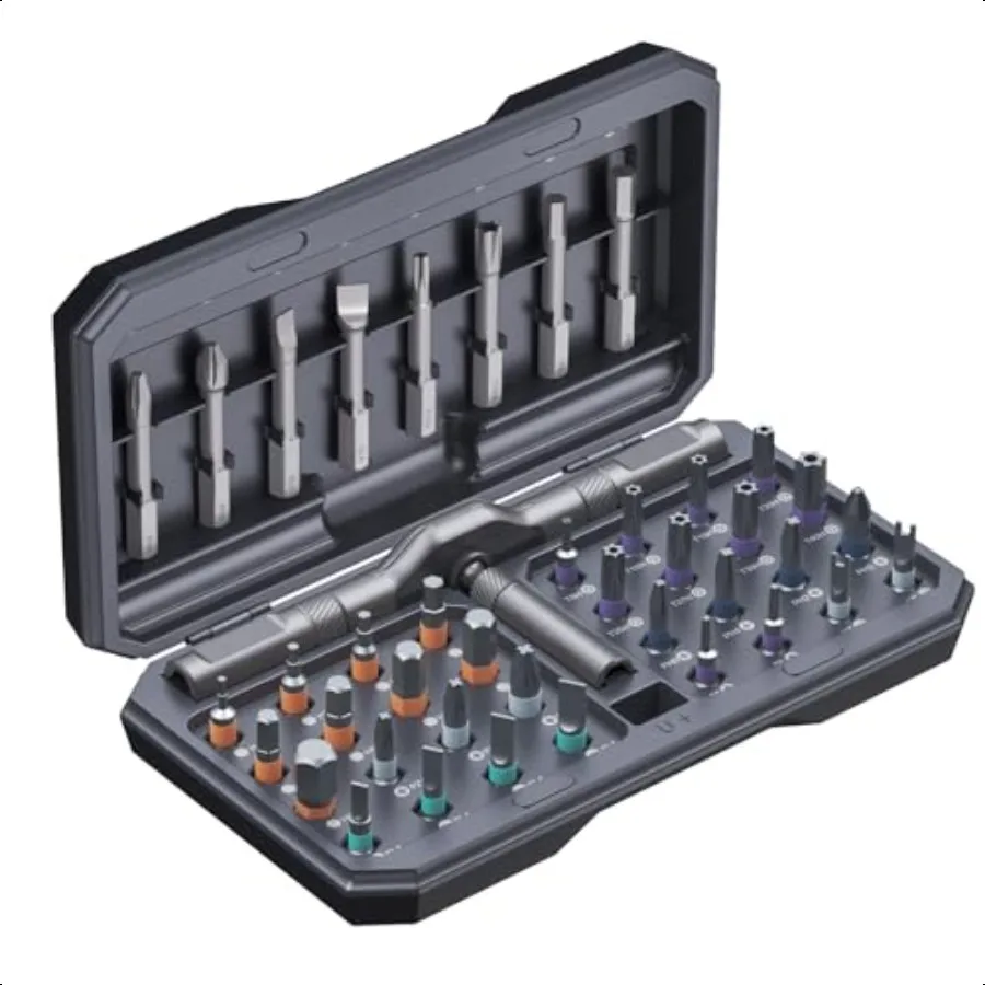 

42 in 1 Ratchet Screwdriver Kit with 40 PCS Magnetic Bits Repair Screwdriver Set with Rotatable Ratchet Handle Versatile Handle