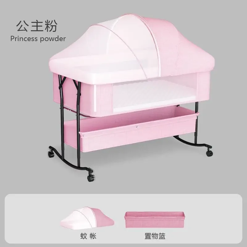 Folding Baby Crib Multifunctional Movable Portable Newborn Crib Spliced Large Bed