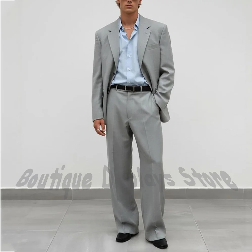 

Men's 2 Piece Suit Set Straight Fit Blazer Pants Business Casual Formal Wear for Wedding Party Prom Daily Outfit High Quality