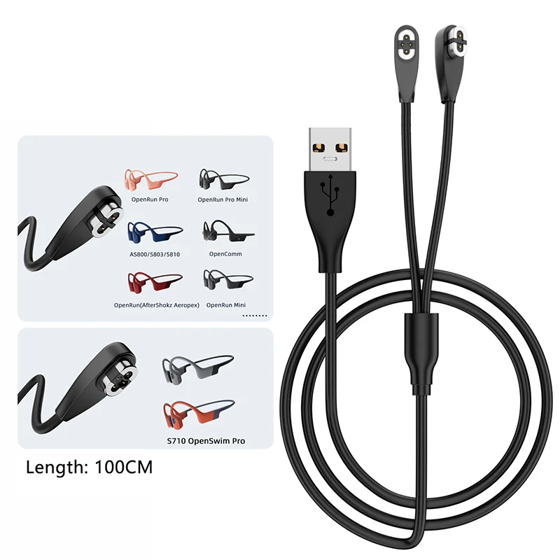 2 In 1 Earphone USB Type-C Fast Charging Cable For Shokz AS800/S810/S710 OpenSwim Pro Bone Conduction Magnetic Charger Adapter
