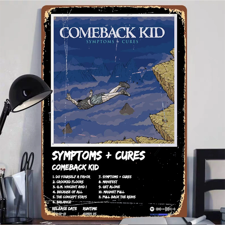 Comeback Kid Symptoms Cures Album Cover Metal Wall Art Vintage Music Poster for Living Room Garage Decor