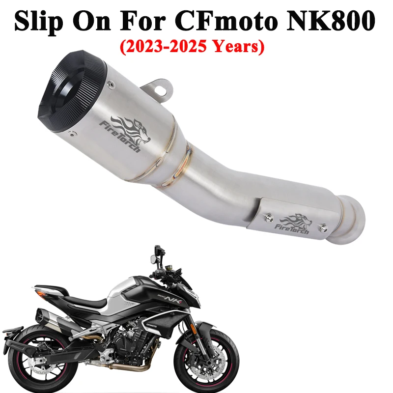 

Motorcycle Exhaust Systems Slip On For CFMOTO NK800 2023 - 2025 Stainless Steel Link Pipe Escape Muffler CNC Heat Shield Cover