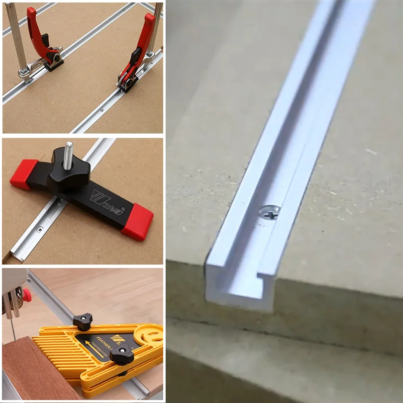 New DIY T-Track Sliding Groove For Guide Rail Clamp Ratchet Clamp T-Screw T-Slot Limit For Woodworking Workbench Track