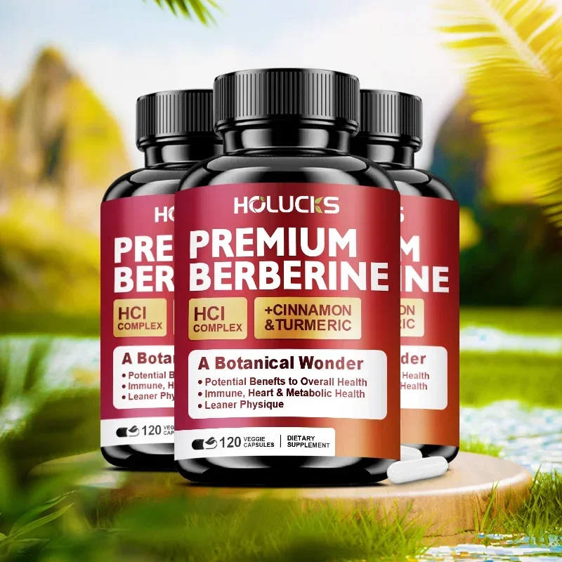 Holucks Premium Berberine HCl 1200 Mg Plus Canela de Ceilán Orgánica - Soporte para Sistema Inmunológico, Suplemento para Gestión de Pesas