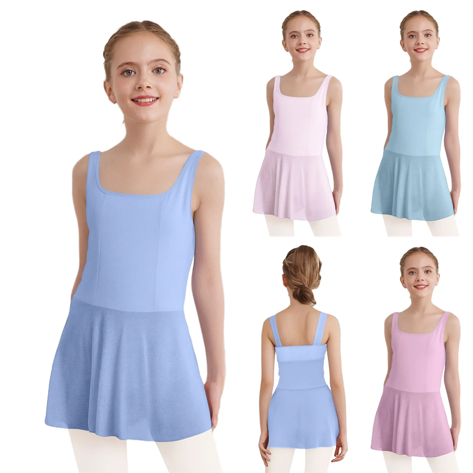 Crianças vestido de balé sólido alças largas saia de balé elegante tutu crianças trajes de dança meninas roupas de balé de salão