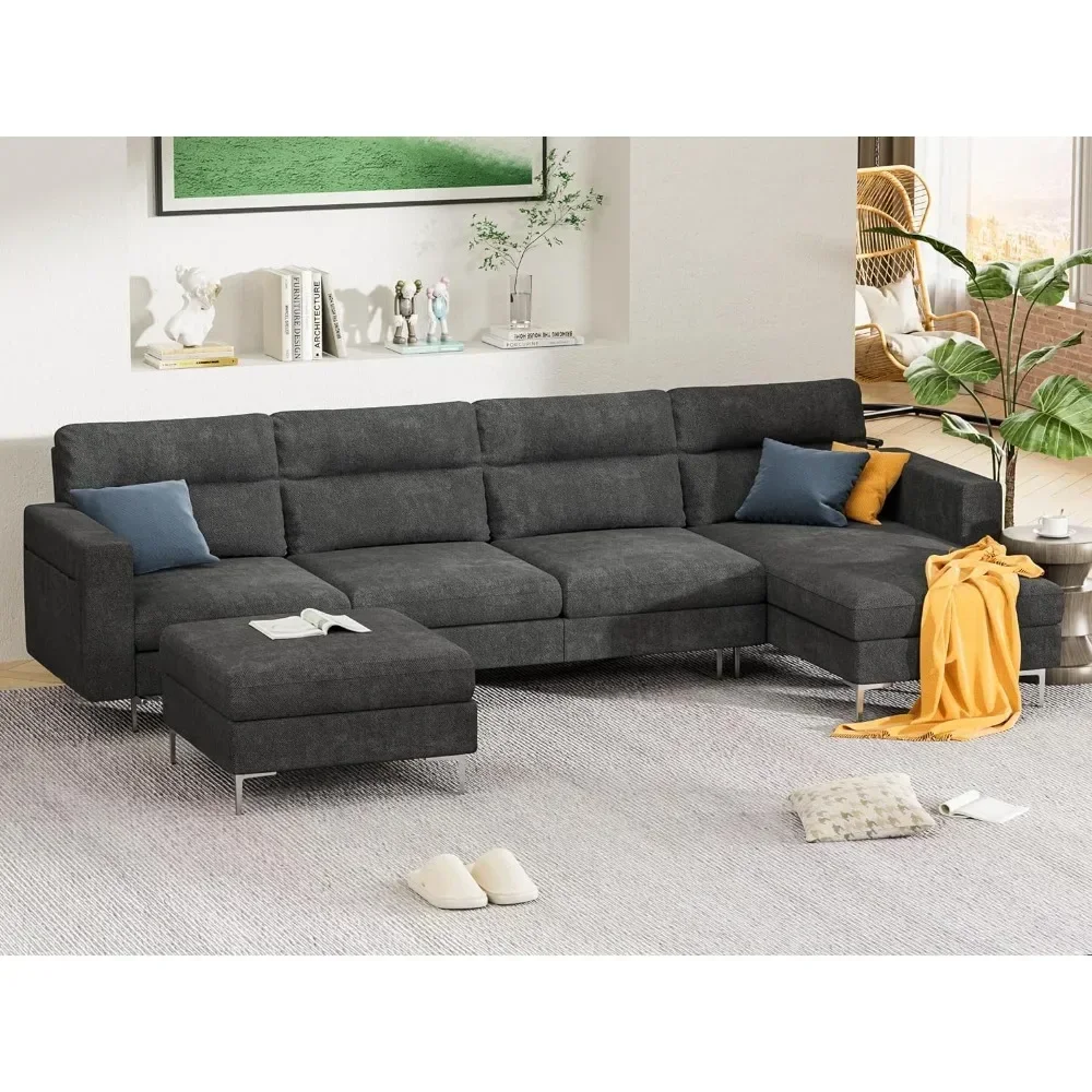 

Convertible Sectional Sofa Modular Couch with Chaises and Removable Ottoman, U Shaped Modular Sofa Sectional Modular Couch