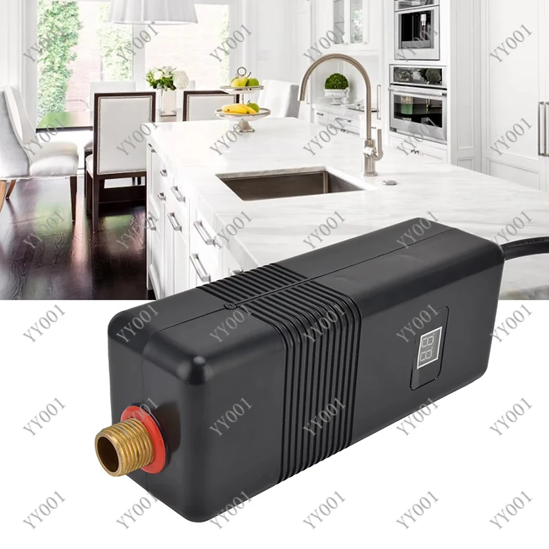 Black Instant Electric Hot Water Heater 3000W for Bathroom Kitchen Camping