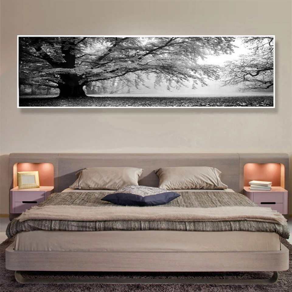 Black and white tree landscape large 5d diy diamond paintings full square round drill diamond embroidery picture mosaic kit