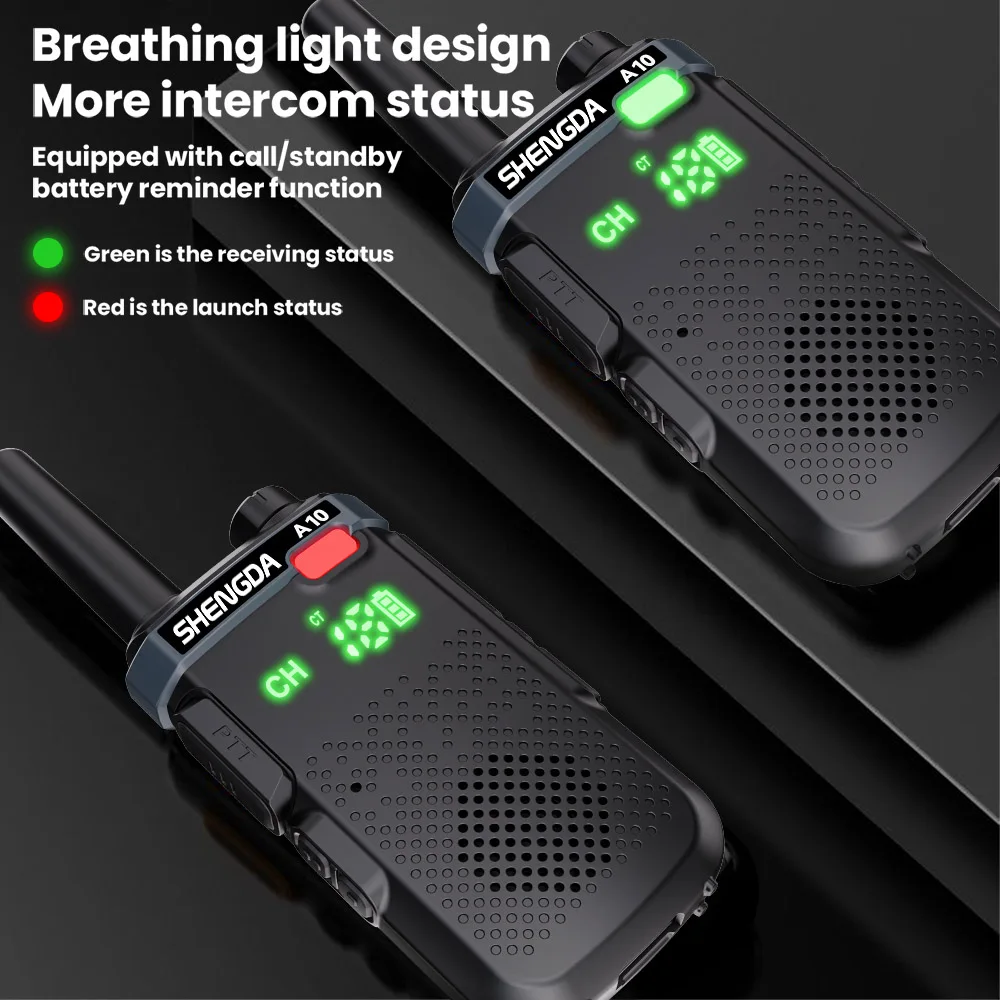 SHENGDA A10 Compact Walkie-Talkie Lightweight and simple design Low power Type-C charging Battery level display