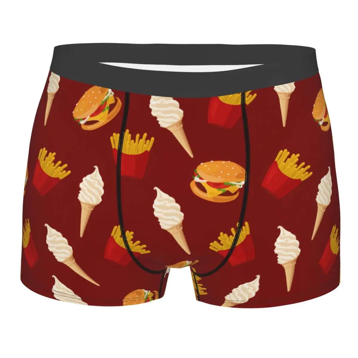 Hamburger Fast Food Men Underwear French Fries Burger and Ice Cream Boxer Briefs Shorts Panties Homme Underpants