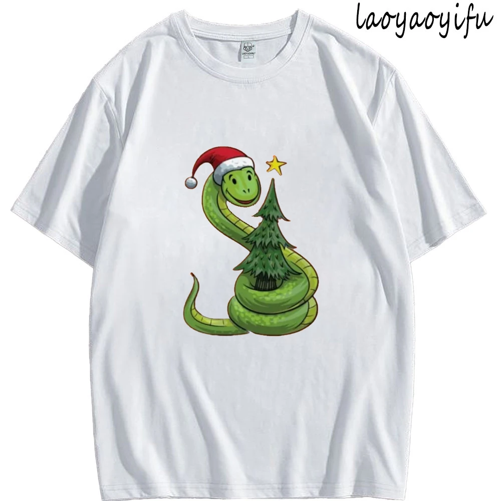 2025 Fashion Zodiac New Year Lunar Snake Print Cartoon T-shirt for Men and Women Can Be Short-sleeved Cotton Clothing