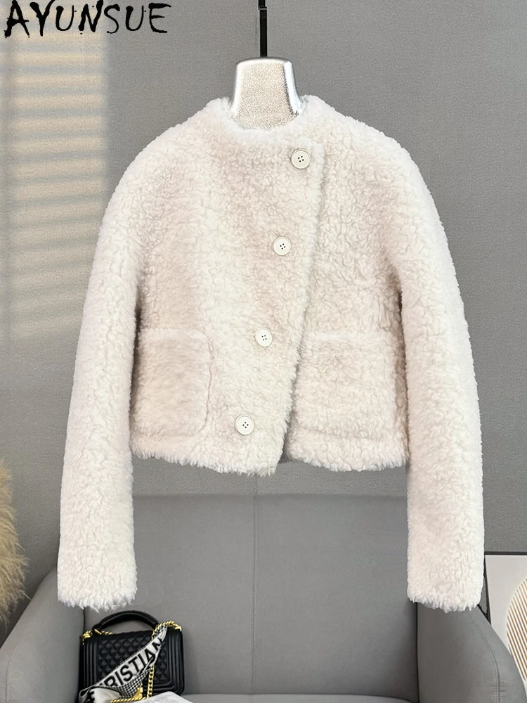 AYUNSUE 100% Natural Wool Women's Jacket 2025 Autumn Winter Lamb Fur Jacket Woman Clothes High Quality Outerwears Abrigo Mujer