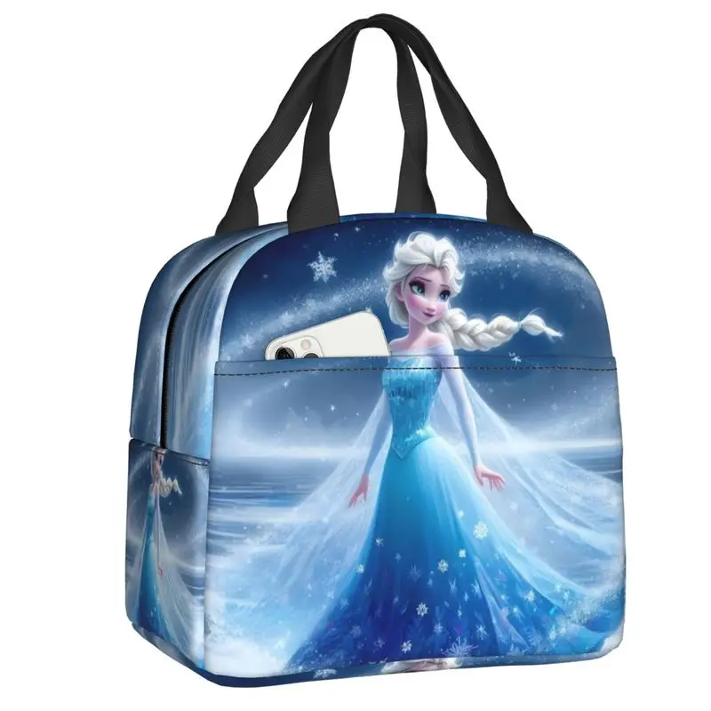 

Custom Frozen Kawaii Princess Insulated Lunch Tote Bag for Women Cute Elsa Resuable Thermal Cooler Food Lunch Box School