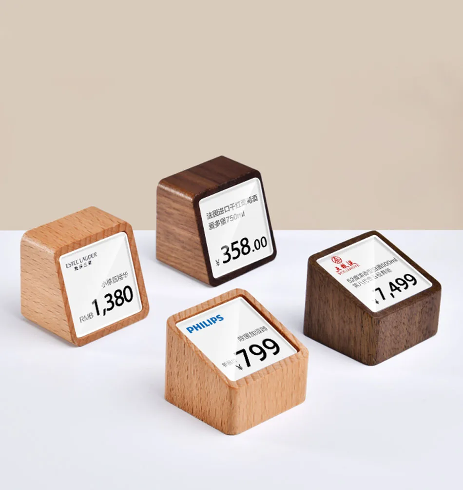 2022 Wood Mini hotel Restaurant Retail Clothes Jewelry watch store shop market label price tag card holder holders display