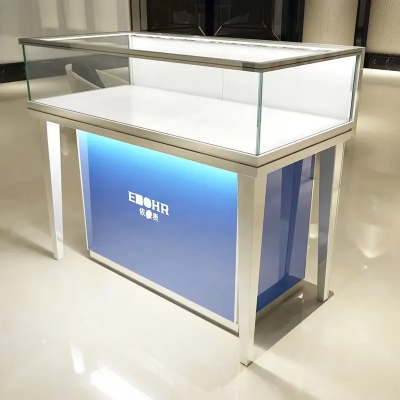 High End Modern 2024 Mirror Round Shop Counter Used Led Light Jewelry Cabinet showcase Store for Sale Storing and Display