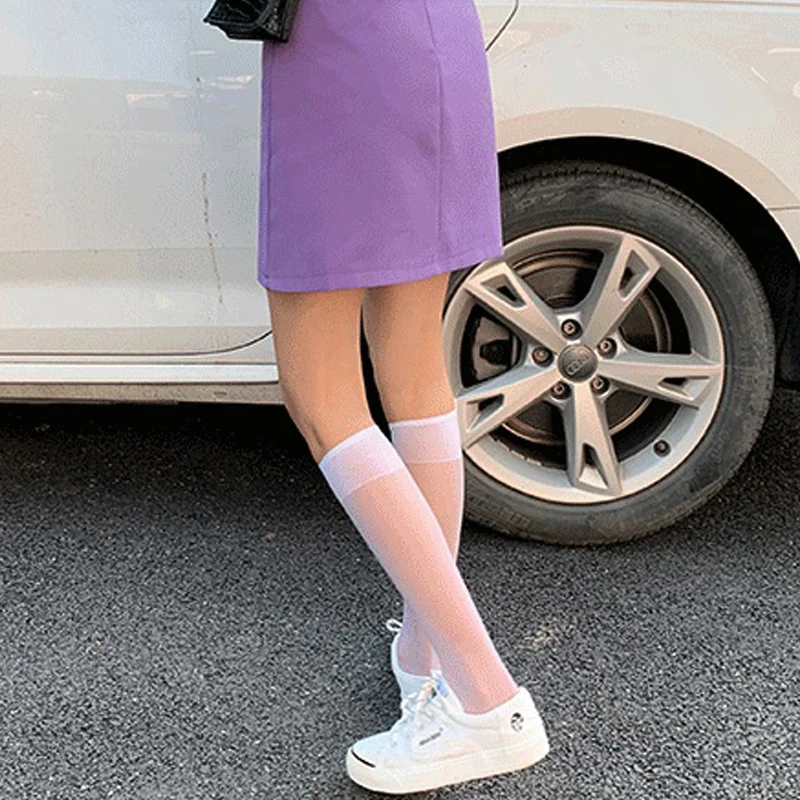 LLS Socks Female Sexy Jk Uniform Solid Color Half-leg Stockings Calf Socks Japanese Stockings College Style Student Socks Female