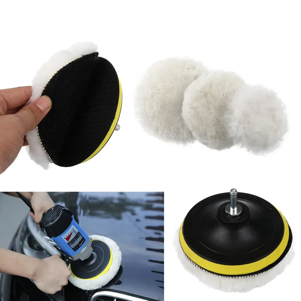 5pcs Cutting Pad Wool Polishing Pad Set Wool Polishing Wheel For Composite Cutting And Polishing Automotive Polishing Machine