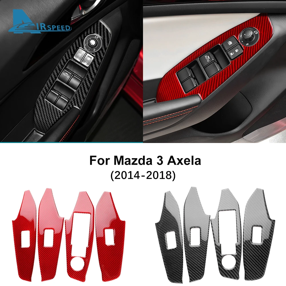 

Real Soft Carbon Fiber Sticker For Mazda 3 Axela 2014 2015 2016 2017 2018 LHD RHD Car Window Lift Button Panel Trim Accessories