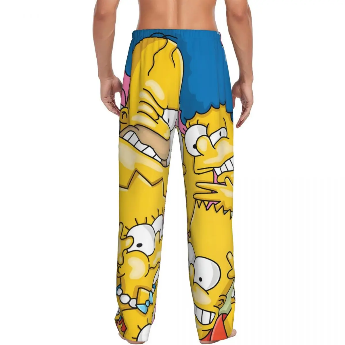Calças de pijama Simpsons masculinas personalizadas estampadas com desenhos animados de comédia Calças de dormir para dormir com bolsos