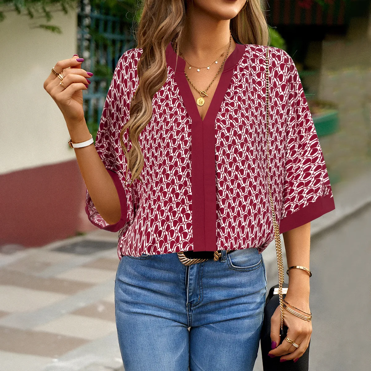 

Elegant Blouse Women's 2024 Printed Shirts Summer Top Blusas Mujer Blusas Juveniles Mujer Camisa Feminina Elegante Blouses