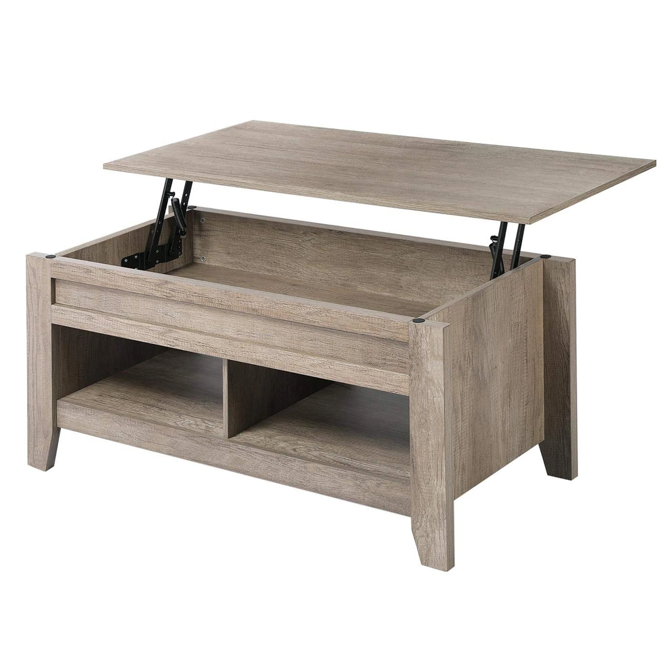 Modern Coffee Table with Lift Top, Living Room Center Table with Storage Shelf and Hidden Compartment, Multipurpose Furniture for Home Office, Sofa Side Table for Small Space, Gray