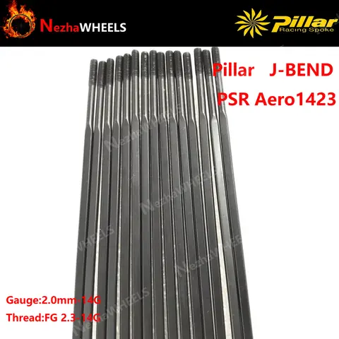 12pcs/lot Pillar 1423 PSR Spokes J-hook J-type J-bend Gauge 14G 2.0 J-curve Flat Bladed Aero 260mm - 300mm MTB Road Bike