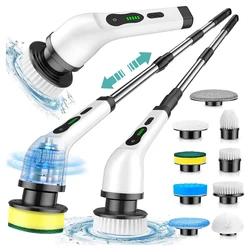 Electric Cleaning Brush for Bathroom Toilet Window Cleaning Multifunctional 9 in 1 Wireless Rotating Electric Cleaning Brush