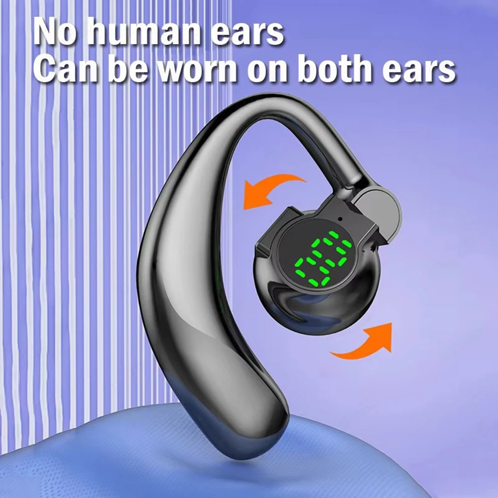 Singel Ear Bluetooth5.4 Wireless Headphones 180 Degree Rotatable Bluetooth Handsfree EarHooks Noise Canceling Business Earphones