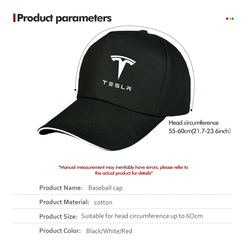 New Car Baseball Cap Fashion Outdoor Sport Cotton Sunblock Hat For Tesla Model Y 3 S X Roadster Bonina