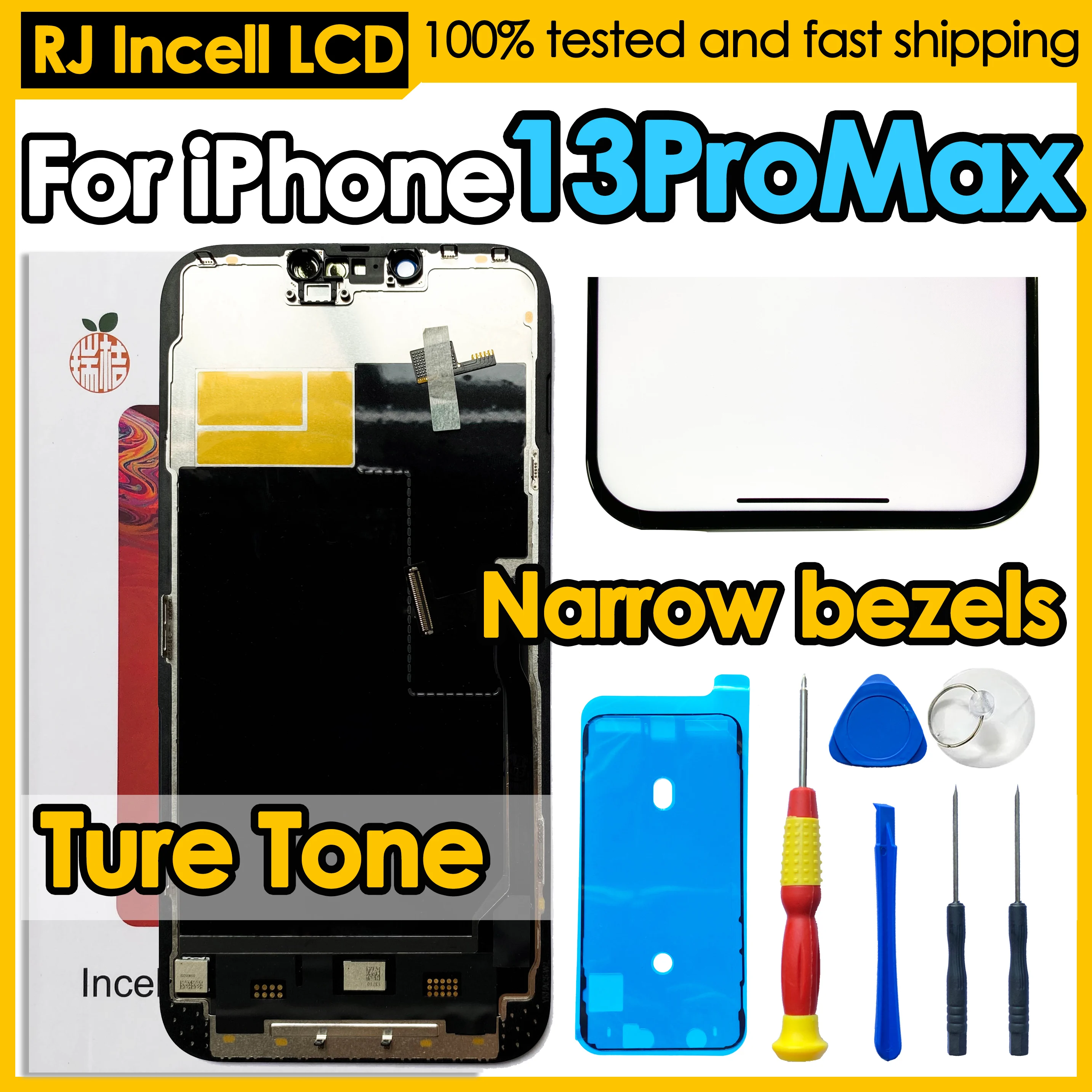 iphone-13-pro-max用rj-incell-lcdスクリーン交換用携帯電話ディスプレイタッチデジタイザーアセンブリ修理キット、180日間保証付き