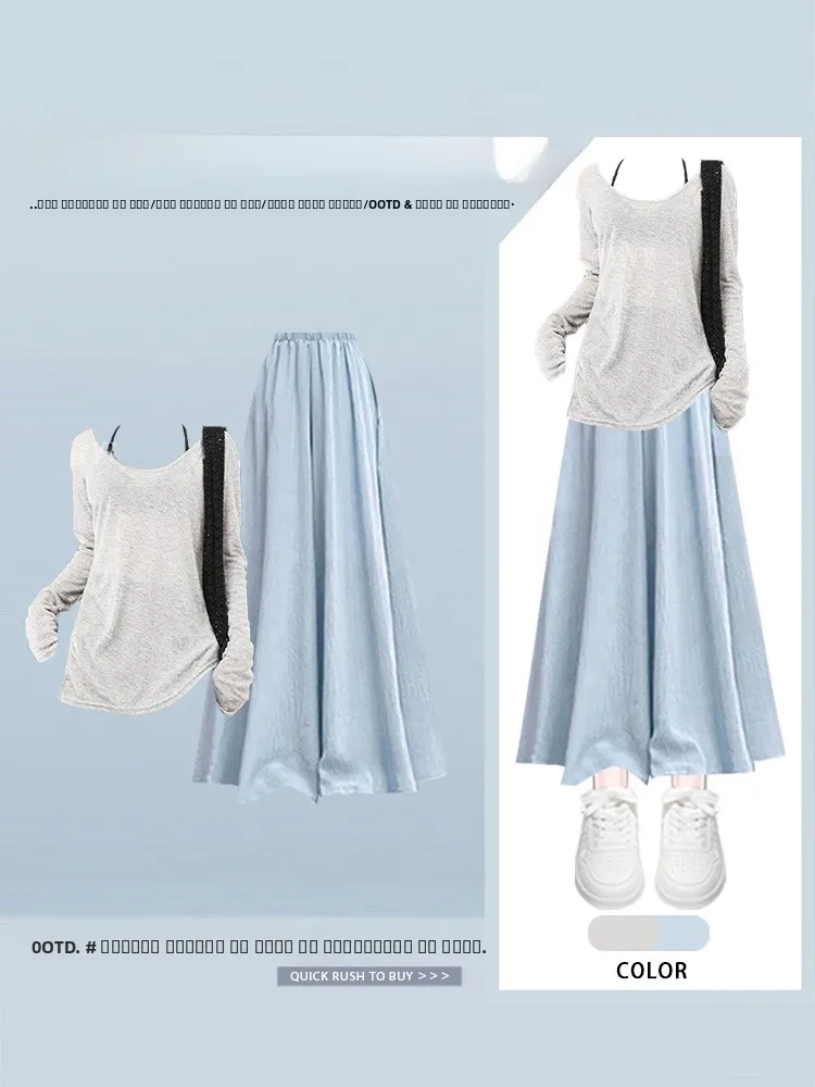 

Милая девушка Initial Love Sle Long Sve футболка жилет комплект женский модный осенний наряд повседневный круглый костюм-футболка