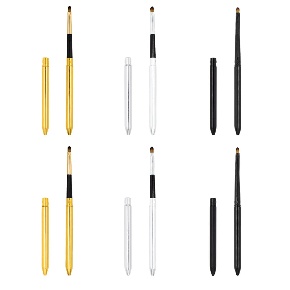 6 pçs escova labial de lã biônica antiaderente ferramenta de maquiagem para batom sombra aplicação portátil cosméticos conjunto de escova maquiagem feminina