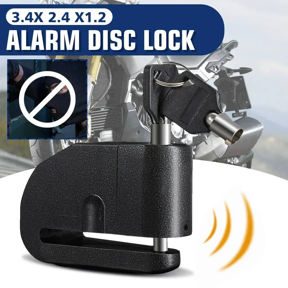 

120dB Alarm Disc Lock w/ Key Anti-theft Motorcycle Alarm Wheel Disc Brake Safety Siren Padlock For Suzuki/Honda/Kawasaki/Yamaha