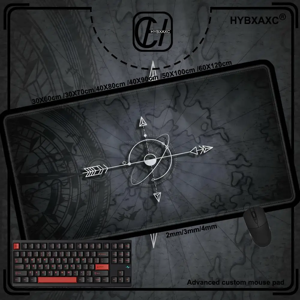 Compass Design Mouse Pad Large Rubber Base Anti-slip PC Desk Accessories for Offices and Gamer Keyboard Mats Decor Mat HYBXAXC