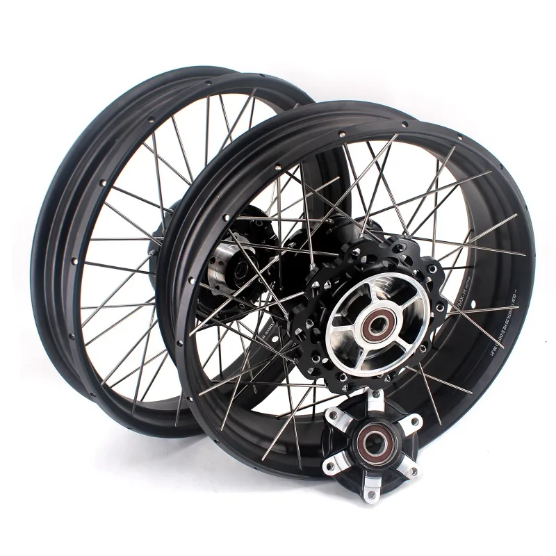 

【2025】VMX 2.5*18" / 4.25*17" Street Motorcycle Spoked Tubeless Wheels Rims Set For Triumph T120/T100 Black Hub Black Rim