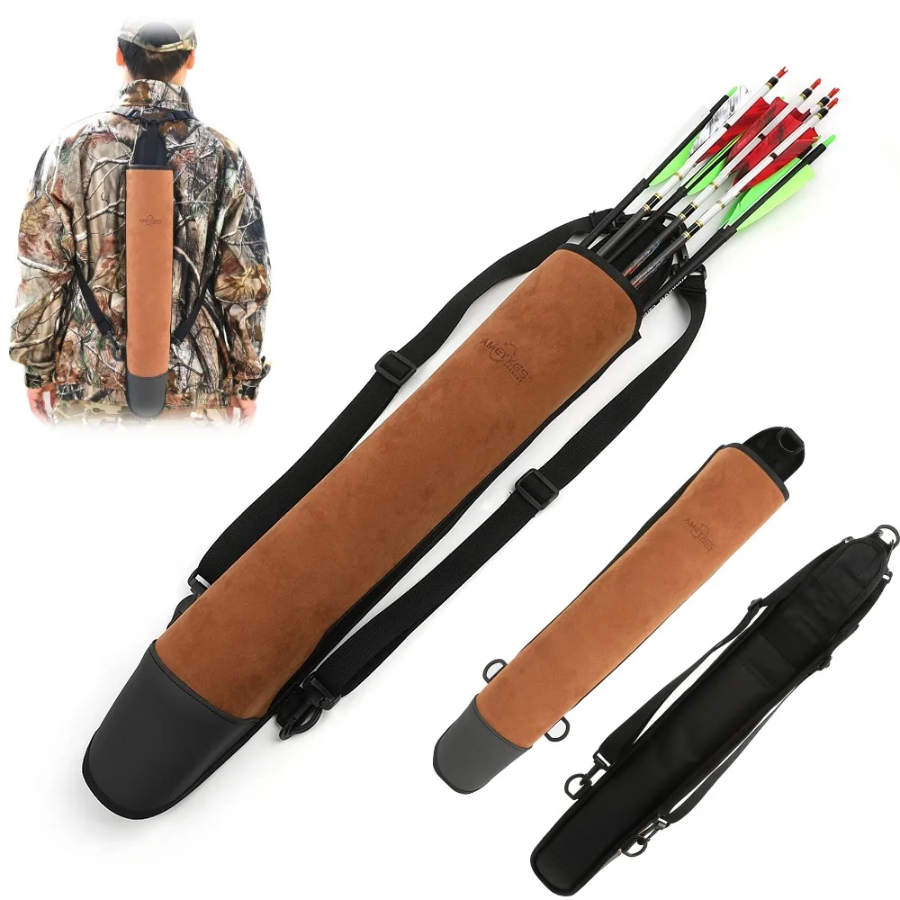 

Archery Arrow Quiver Leather Portable Shoulder/Back Carried Large Capacity Arrow Bag Bow Hunting Shooting Target Arrows Holder