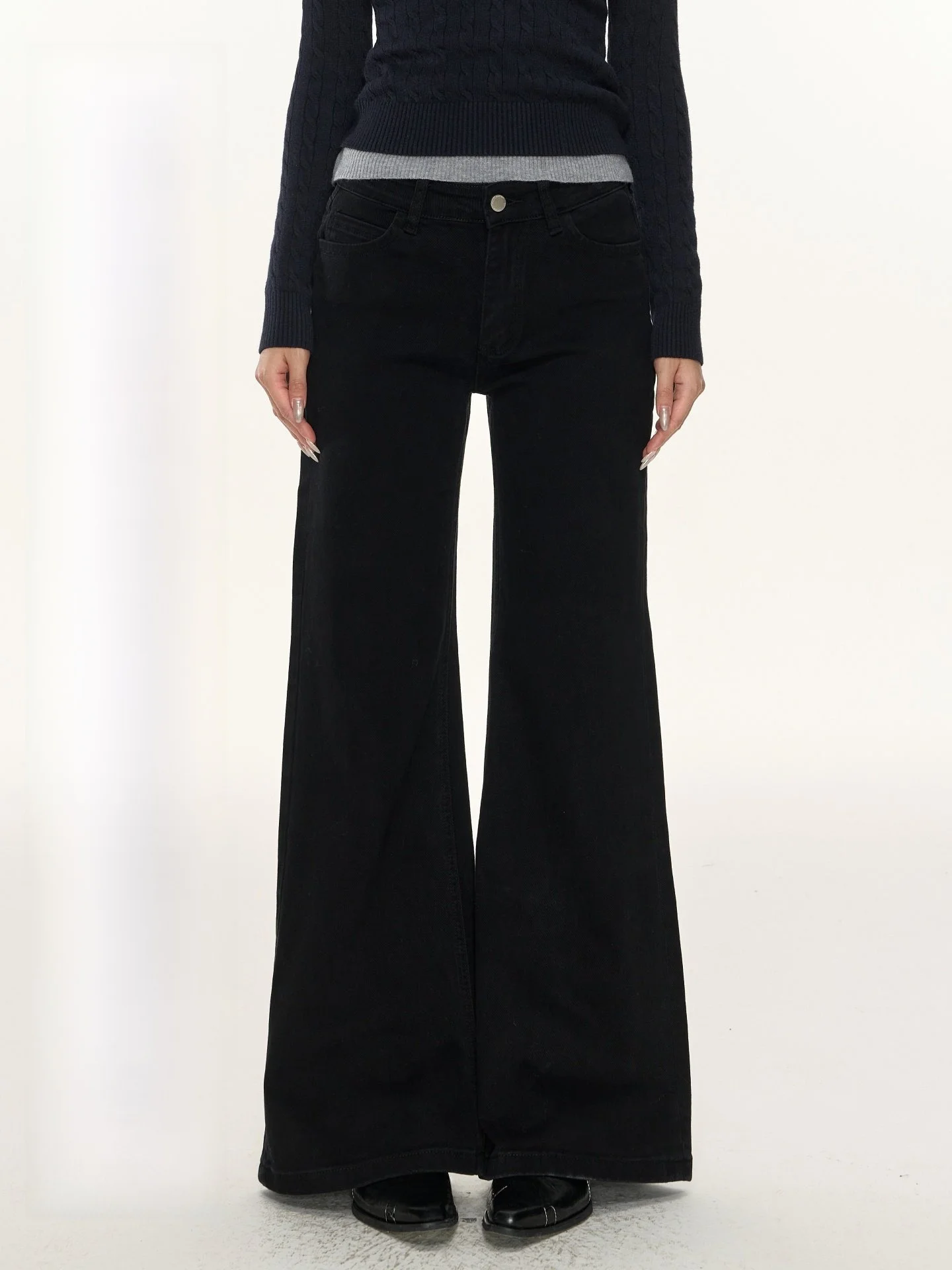 

Джинсы Nova B Classic Bla Flare женские, с высокой талией, эластичные, длиной в пол, из эластичного денима, европейский стиль, зимний сезон