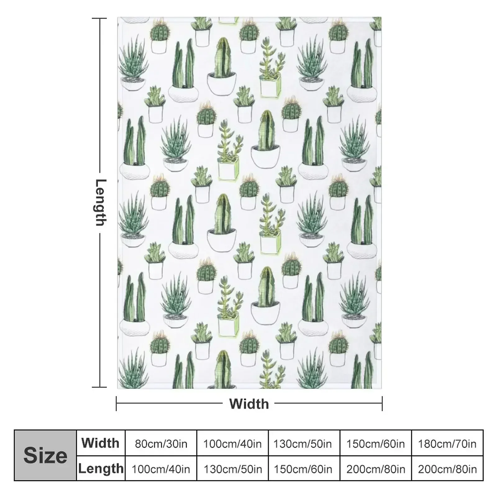 Watercolour cacti & succulents Throw Blanket Thin Flannel Fabric Comforter Luxury Brand Blankets