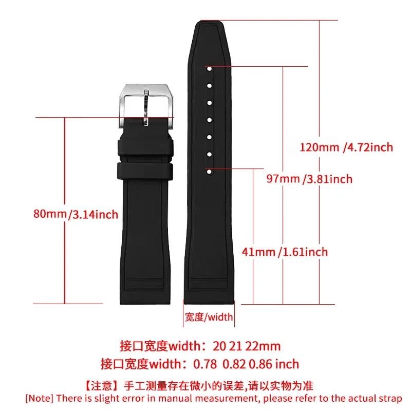 22 21 20mmfor IWC Pilot's Le Petit Prince Mark Exquisite Fluororubber Watchband with Solid Steel Buckle Multi-color Options