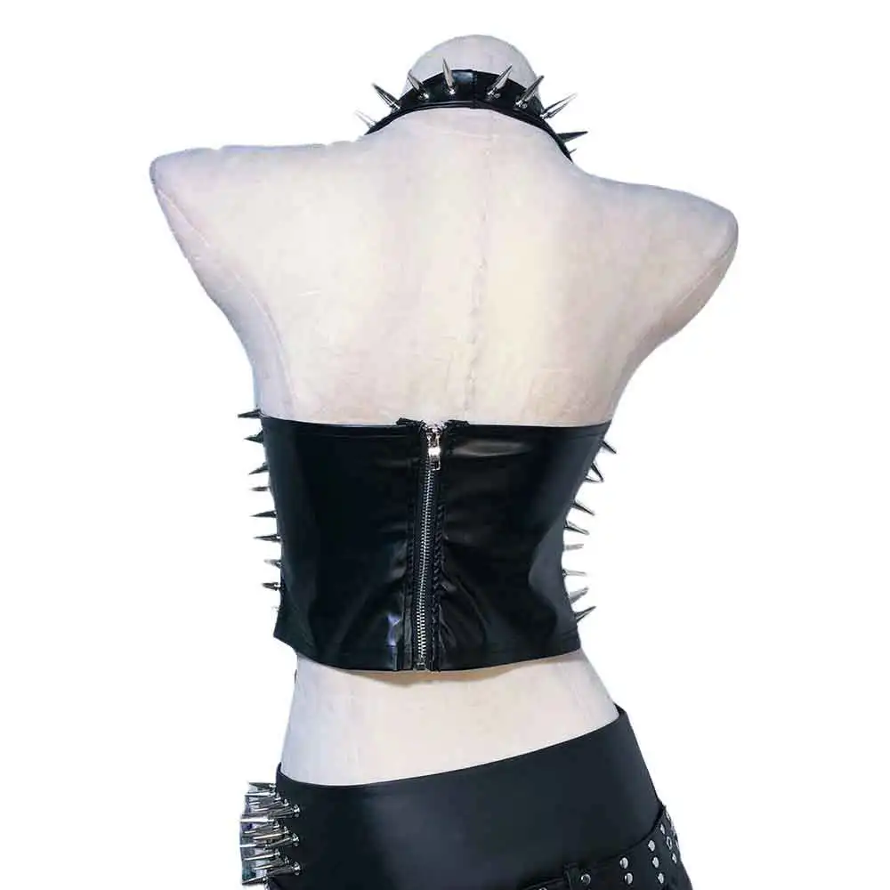 Goth Tops Grunge Punk Rock Clothes Festival Bra Rave Outfits with Spikes Y2K T-shirt Spiked Eco ALT Emo Clothing Gothic Tank