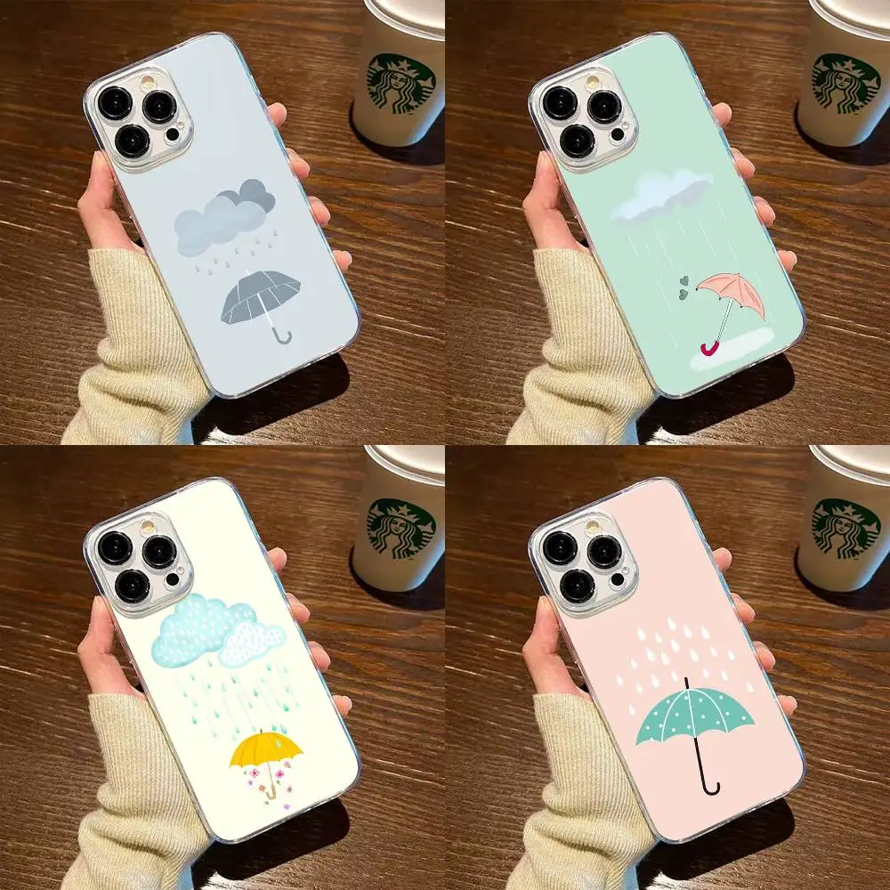 

Umbrella Cute Phone Case For iPhone17,16,15,14,13,12,11 Plus,Pro Max Soft Transparent Cover