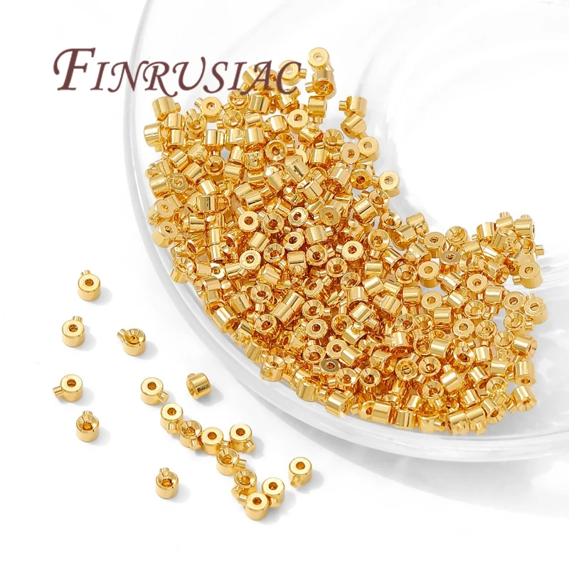 10/20 Stück 18 Karat vergoldete Quetschenden, silberne Quetschperlen, runde Crimp-Endperlen, DIY-Schmuckherstellungszubehör – Detail 22